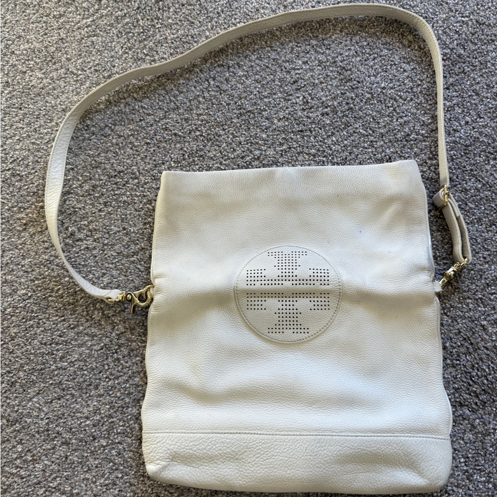 Tory Burch White Leather Pebble Kipp bag